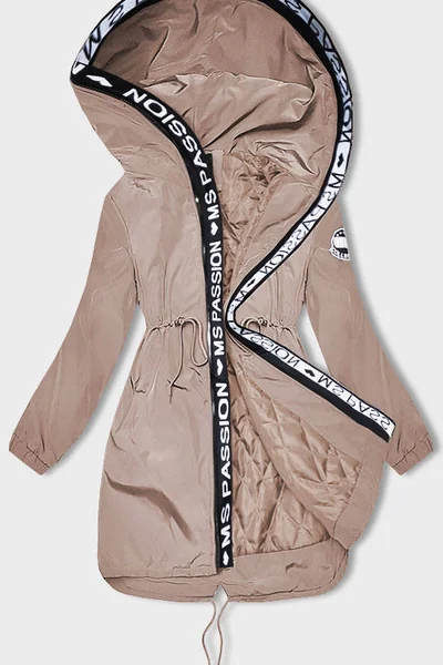Světle hnědý dámský lehký kabát s kapucí Miss TiTi