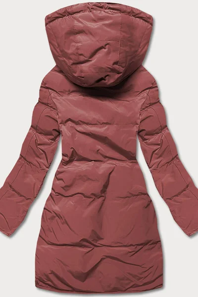 Cihlově červená dámská zimní bunda s kožíškem LHD