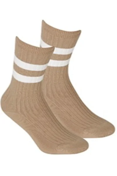 Netlačící dámské žebrované ponožky T848 Wola