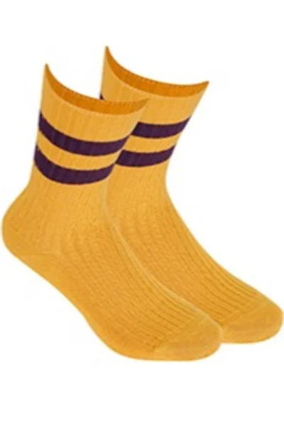 Netlačící dámské žebrované ponožky T848 Wola