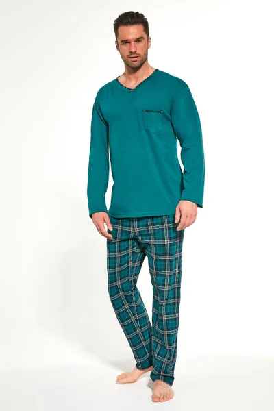 Pánské zelené pyžamo s dlouhými kalhotami Cornette