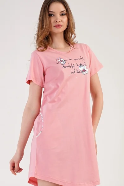 Světle růžové domácí bavlněné šaty Vienetta