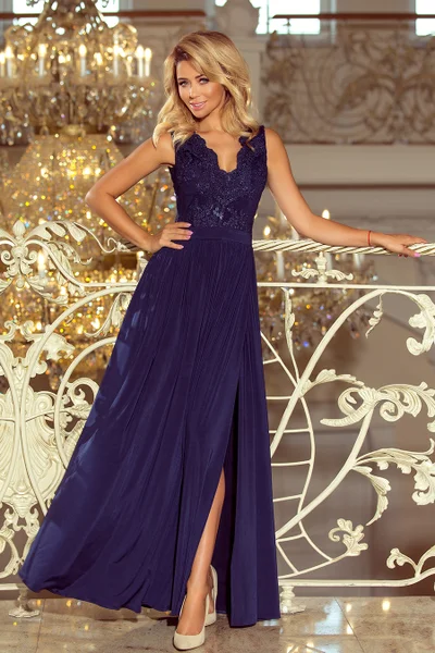 Tmavě modré elegantní šaty Numoco 215-2