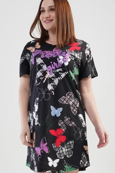 Vzorovaná dámská košilka na spaní s motýlky Vienetta
