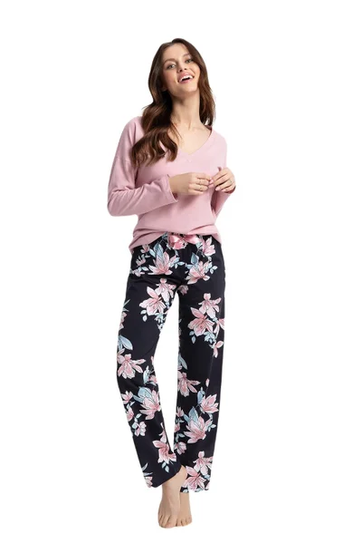 Bavlněné pánské pyžamo s květovaným vzorem kalhot Luna