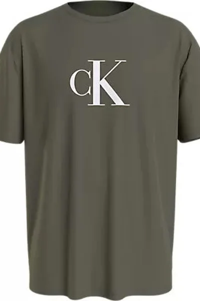 Khaki pánské tričko s logem Calvin Klein