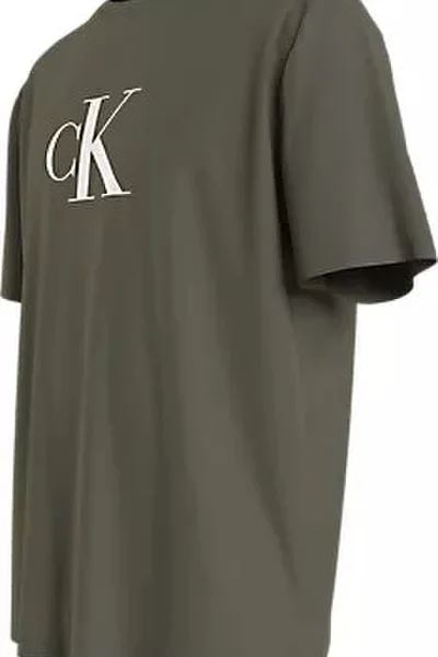 Khaki pánské tričko s logem Calvin Klein
