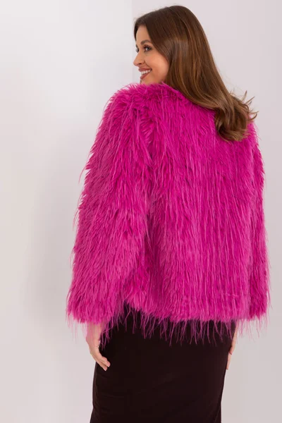Tmavě růžový dámský kabátek z umělé kožešiny FPrice
