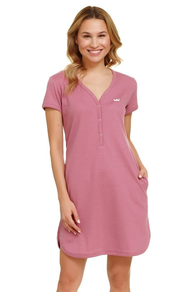 Pudrově růžová bavlněná košilka na spaní Dn-nightwear, S i43_81098_2:_3:S_