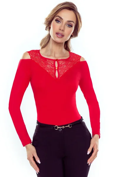 Elegantní dámské červené krajkové tričko Eldar