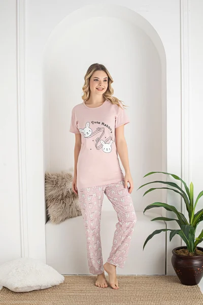 Světle růžové dámské pyžamo s potiskem Noviti