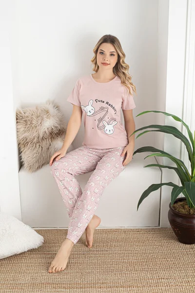 Světle růžové dámské pyžamo s potiskem Noviti