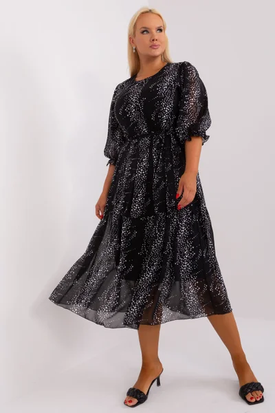 Černé vzorované vzdušné midi šaty Lakerta