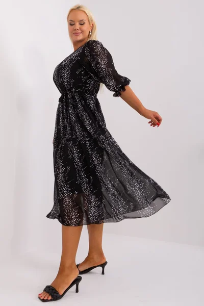 Černé vzorované vzdušné midi šaty Lakerta