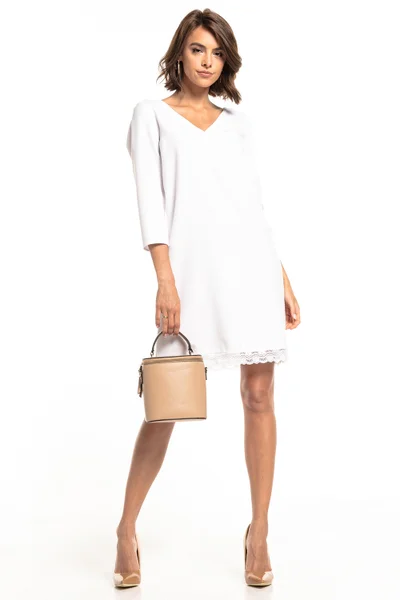 Minimalistické bílé mini šaty s 3/4 rukávy Tessita