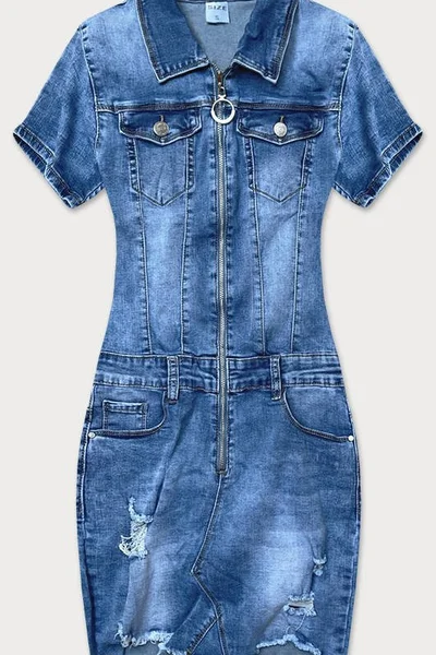 Světle modré džínové šaty s protrženími Gourd Jeans 6622