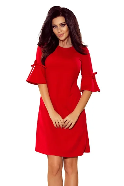 Červené elegantní šaty s volánkovými rukávy Numoco 217-1