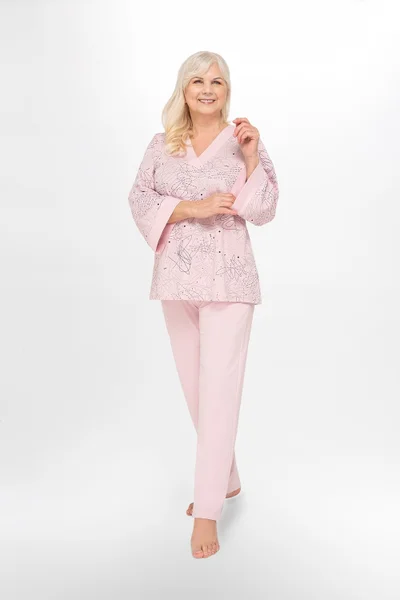 Světle růžové dámské elegantní pyžamo MARTEL plus size