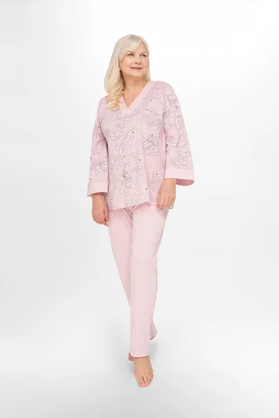 Světle růžové dámské elegantní pyžamo MARTEL plus size