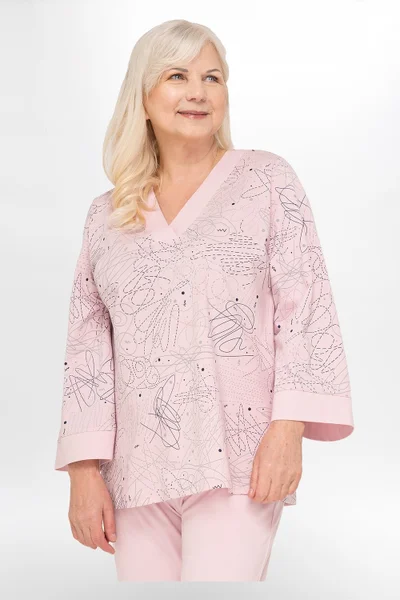 Světle růžové dámské elegantní pyžamo MARTEL plus size