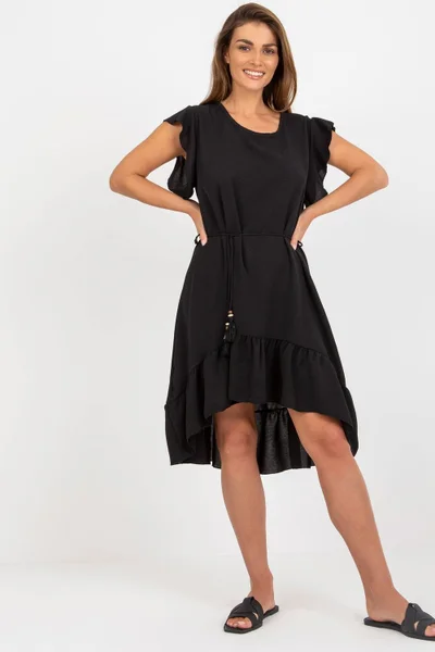 Asymetrické dámské černé šaty ITALY MODA