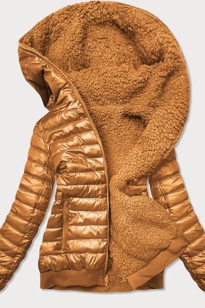 Oboustranná dámská bunda v karamelové barvě typu 