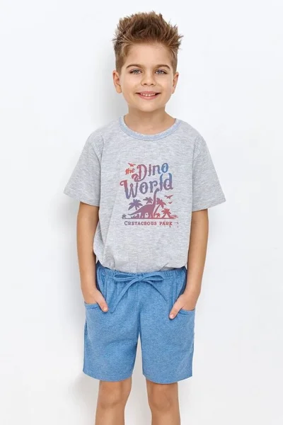Modro-šedé chlapecké pyžamo se šortkami Dinosaurus Taro