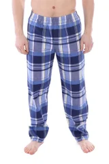 Tmavě modré pánské kostkované pyžamové kalhoty Regina