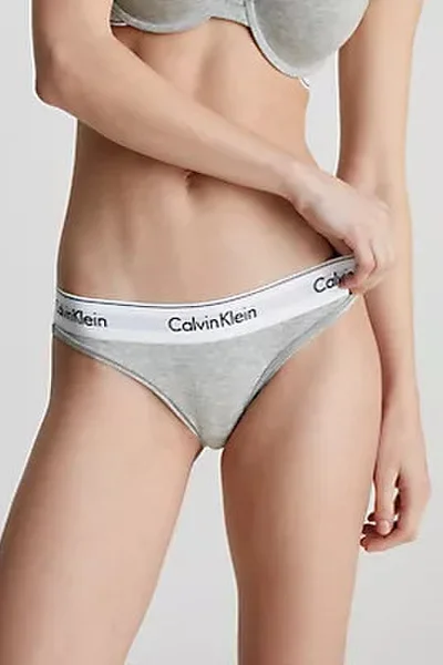 Bavlněné dámské šedé kalhotky Calvin Klein klasický střih