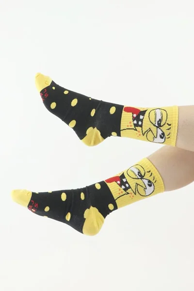 Vysoké unisex vtipné ponožky Moraj černo-žluté