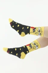 Vysoké unisex vtipné ponožky Moraj černo-žluté