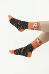 Vtipné vysoké unisex ponožky Moraj oranžovo-černé