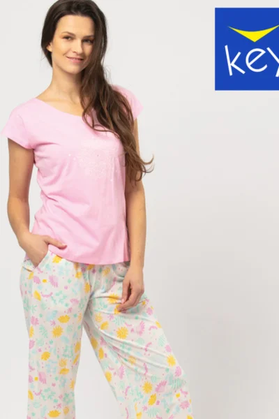 Vzdušné pohodlné dámské pyžamo s capri kalhotami Key