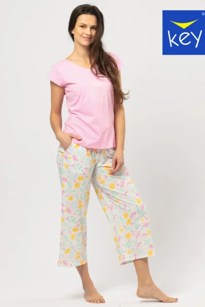 Vzdušné pohodlné dámské pyžamo s capri kalhotami Key