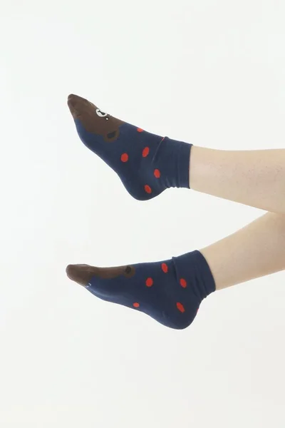 Tmavě modré unisex ponožky s puntíky Moraj