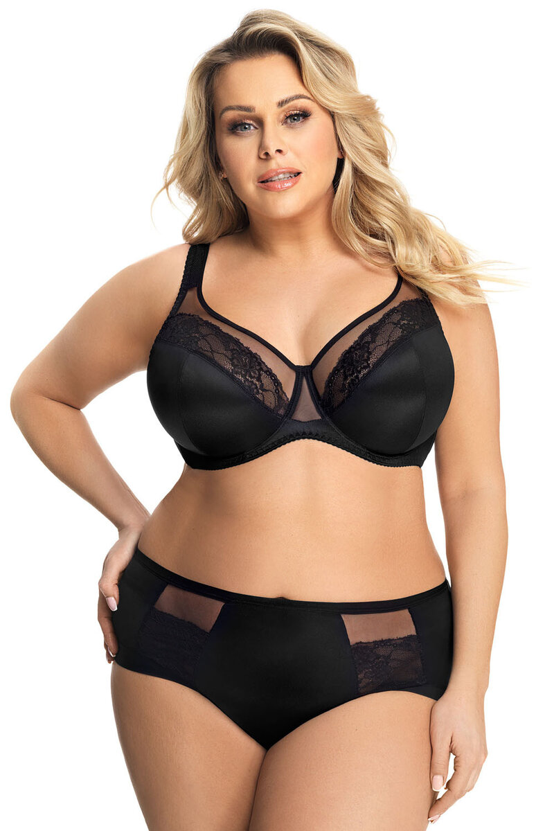 Vysoké dámské kalhotky zdobené síťovinou plus size Gorsenia, 4XL i510_34924383523