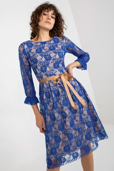 Modré krajkové šaty s podšívkou Lakerta