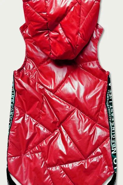 Lesklá červená prošívaná vesta se zipy S'WEST
