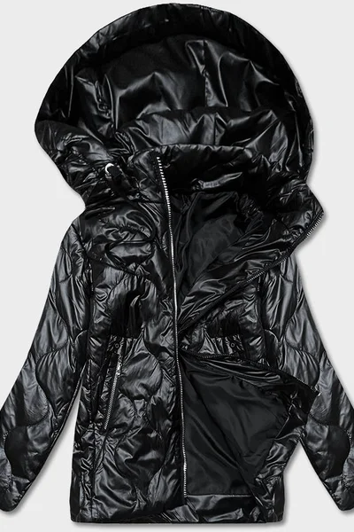 Černá lesklá prošívaná bunda s kapucí S'WEST