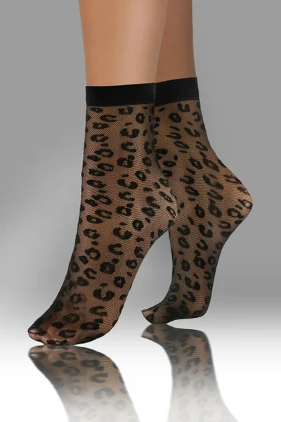 Černé vzorované silonkové ponožky leopard Sesto Senso