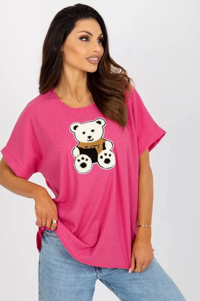 Volné tmavě růžové dámské tričko Teddy FPrice