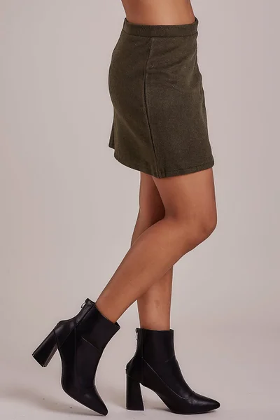 Pletená khaki mini sukně FPrice